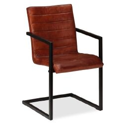 Valgomojo kėdės, 2vnt., rudos, tikra oda - Kėdės