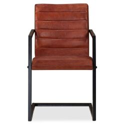 Valgomojo kėdės, 2vnt., rudos, tikra oda - Kėdės