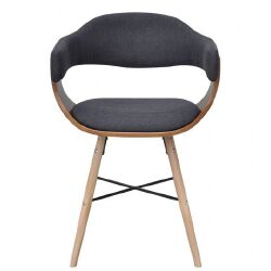 Valgomojo kėdės, 2vnt., tamsiai pilkos, mediena ir audinys - Kėdės
