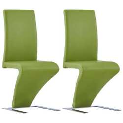 Valgomojo kėdės, 2vnt., žalios, dirbtinė oda, zigzago formos