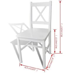 Valgomojo kėdės, 4 vnt., baltos, pušies mediena - Kėdės