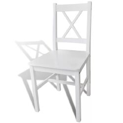 Valgomojo kėdės, 4 vnt., baltos, pušies mediena - Kėdės