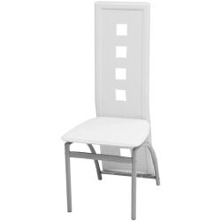 Valgomojo kėdės, 4 vnt., baltos spalvos, dirbtinė oda - Kėdės