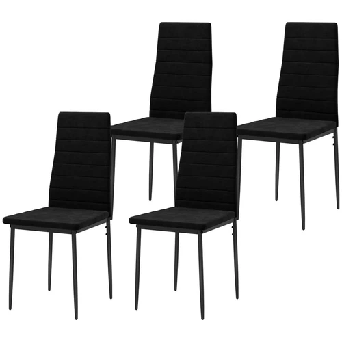 Valgomojo kėdės, 4 vnt be porankių, Juodos, 54 × 97 × 41 cm