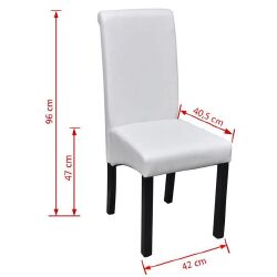 Valgomojo kėdės, 4 vnt., dirbtinė oda, baltos spalvos - Kėdės