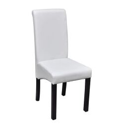 Valgomojo kėdės, 4 vnt., dirbtinė oda, baltos spalvos - Kėdės