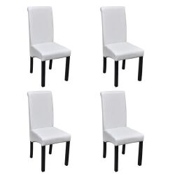Valgomojo kėdės, 4 vnt., dirbtinė oda, baltos spalvos