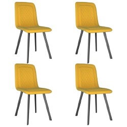 Valgomojo kėdės, 4 vnt., geltonos spalvos, aksomas