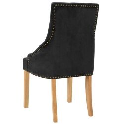 Valgomojo kėdės, 4 vnt., juodos, ąžuolo masyvas ir aksomas - Kėdės