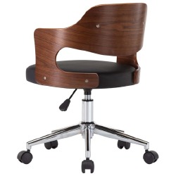 Valgomojo kėdės 4 vnt., juodos, lenkta mediena ir dirbtinė oda - Darbo kėdės