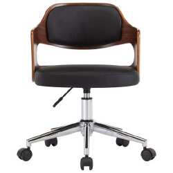Valgomojo kėdės 4 vnt., juodos, lenkta mediena ir dirbtinė oda - Darbo kėdės