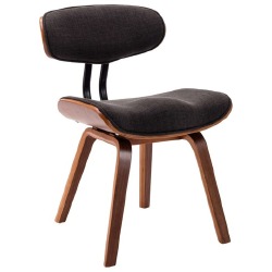 Valgomojo kėdės, 4 vnt., pilkos sp., išlenkta mediena ir audinys - Kėdės
