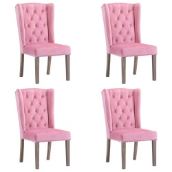 Valgomojo kėdės, 4 vnt., rožinės spalvos, aksomas