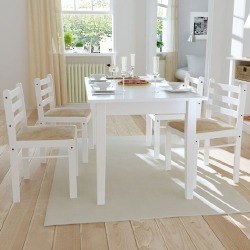 Valgomojo kėdės, 4vnt., baltos, bukmedžio masyvas ir aksomas