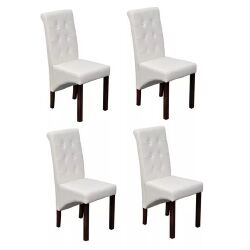 Valgomojo kėdės, 4vnt., baltos spalvos, dirbtinė oda - Kėdės