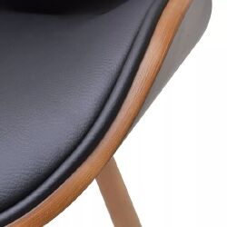 Valgomojo kėdės, 4vnt., išlenkta mediena ir juoda dirbtinė oda - Kėdės