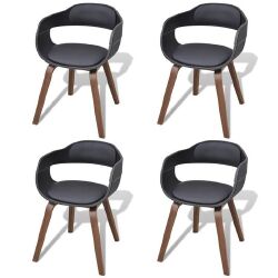 Valgomojo kėdės (4vnt, juodos, išlenkta mediena)