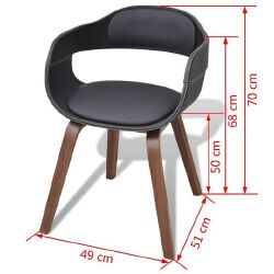 Valgomojo kėdės (4vnt, juodos, išlenkta mediena) - Kėdės