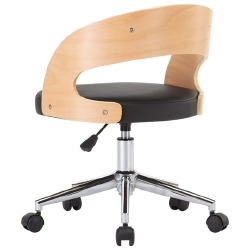 Valgomojo kėdės 4vnt., juodos, lenkta mediena, dirbtinė oda - Darbo kėdės