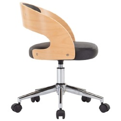 Valgomojo kėdės 4vnt., juodos, lenkta mediena, dirbtinė oda - Darbo kėdės