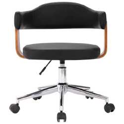 Valgomojo kėdės, 4vnt., juodos, lenkta mediena ir dirbtinė oda - Kėdės