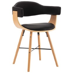 Valgomojo kėdės, 4vnt., juodos spalvos, dirbtinė oda, mediena - Kėdės