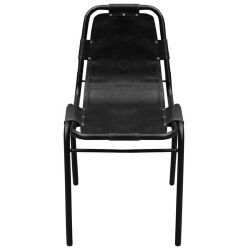 Valgomojo kėdės, 4vnt., juodos, tikra oda - Kėdės