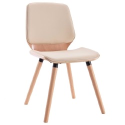 Valgomojo kėdės, 4vnt., kreminės, dirbtinė oda (2x287382) - Kėdės