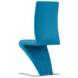 Valgomojo kėdės, 4vnt., mėlynos, dirbtinė oda, zigzago formos - Kėdės