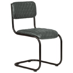 Valgomojo kėdės, 4vnt., pilkos spalvos, tikra oda - Kėdės