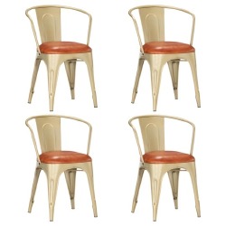 Valgomojo kėdės, 4vnt., rudos spalvos, tikra oda (2vnt)
