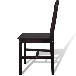 Valgomojo kėdės, 4vnt., tamsiai rudos, pušies mediena - Kėdės