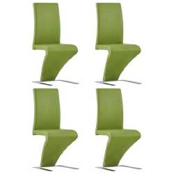 Valgomojo kėdės, 4vnt., žalios, dirbtinė oda, zigzago formos
