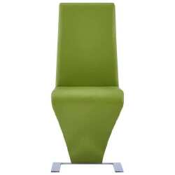 Valgomojo kėdės, 4vnt., žalios, dirbtinė oda, zigzago formos - Kėdės
