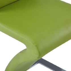 Valgomojo kėdės, 4vnt., žalios, dirbtinė oda, zigzago formos - Kėdės