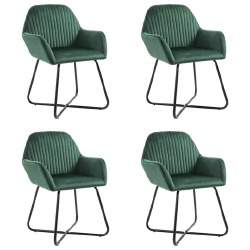 Valgomojo kėdės, 4vnt., žalios spalvos, aksomas