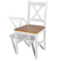 Valgomojo kėdės, 6 vnt., baltos, pušies mediena - Kėdės