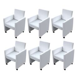 Valgomojo kėdės, 6 vnt., baltos spalvos, dirbtinė oda