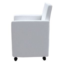 Valgomojo kėdės, 6 vnt., baltos spalvos, dirbtinė oda - Kėdės