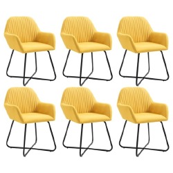 Valgomojo kėdės, 6 vnt., geltonos, audinys