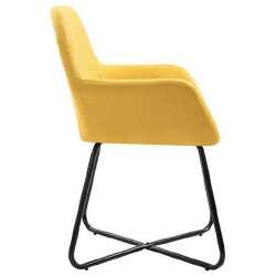 Valgomojo kėdės, 6 vnt., geltonos, audinys - Kėdės
