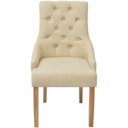 Valgomojo kėdės (6 vnt, kreminės spalvos) - Kėdės