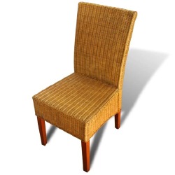 Valgomojo kėdės, 6 vnt., rudos, natūralus ratanas - Kėdės