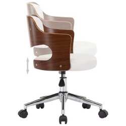 Valgomojo kėdės, 6vnt., baltos, dirbtinė oda ir lenkta mediena - Kėdės