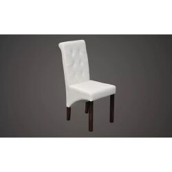 Valgomojo kėdės, 6vnt., baltos spalvos, dirbtinė oda - Kėdės
