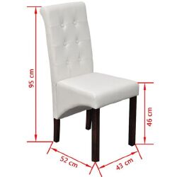Valgomojo kėdės, 6vnt., baltos spalvos, dirbtinė oda - Kėdės