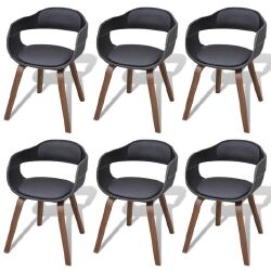Valgomojo kėdės (6vnt, juodos, išlenkta mediena)