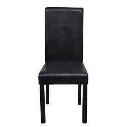 Valgomojo kėdės (6vnt, juodos sp., dirbt. oda) - Kėdės