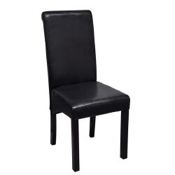 Valgomojo kėdės (6vnt, juodos sp., dirbt. oda) - Kėdės