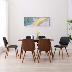 Valgomojo kėdės (6vnt, juodos spalvos, dirbtinė oda)